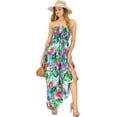 thumbnail image 4 of HAPPY BAY Women's Boho A-Line Slit Maxi Dress Smocked Top Evening Long Strapless Tube Dresses for Women One Size Arctic, Floral, 4 of 5