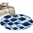 thumbnail image 2 of Area Rug 36in, Abstract Navy Blue Geometric Floor Carpet Living Room Rug, Vintage Moroccan Texture Non-Slip Welcome Mat Indoor Rugs for Bedroom Dining Room, 2 of 9