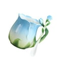 thumbnail image 3 of Taza de café de flores tazas de rosa bebida taza de cerámica taza de la mañana caca para beber taza de té de para jugo de té leche de café azul, 3 of 8