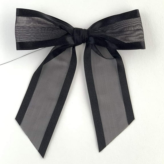 Pre-Tied Black Organza Bows - 4 1/2" Wide, Set of 12, Craft Ribbon Bow, Satin Edge, Wedding Embellishments, Christmas, Gift Basket, Wreath, Birthday, Party Favors