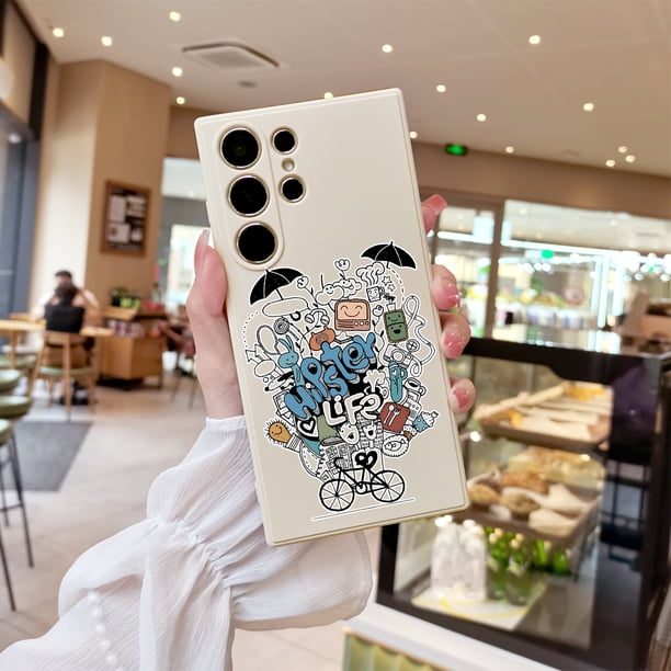 Proteja su iPhone con una divertida funda plateada mate con diseño de dibujos animados