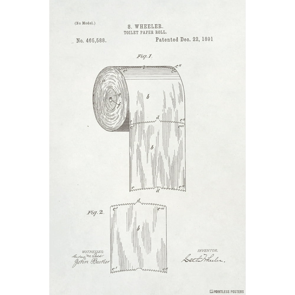 Toilet Paper Vintage Patent Art Poster Print