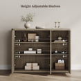 thumbnail image 3 of SICOTAS 46.7" Wide 3-Door Storage Cabinet Set of 2- Large Sideboard with Wave Panel Doors & Adjustable Shelves Push-to-Open Design Credenza for Living Room Ding Room Enterway,Gray Alder, 3 of 9