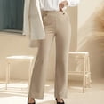 thumbnail image 6 of VBVC Women's High Waist Wide Leg Dress Pants,Button Detail Stretch Work Trousers For Women,Ladies Casual Office Palazzo Pants with Pockets,Khaki,S-3XL, 6 of 7