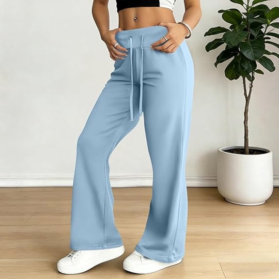 Mifsaly Flare Yoga Pants for Women High Waisted Wide Leg Workout Trousers with Drawstring Tummy Control Stretchy Athletic Yoga Leggings Comfortable Slim Fit Activewear Performance Wear S