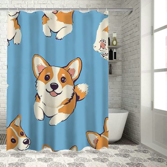BCIIG Cute Dog Bathroom Shower Curtain Set with Hooks for Modern Decor 36"x72