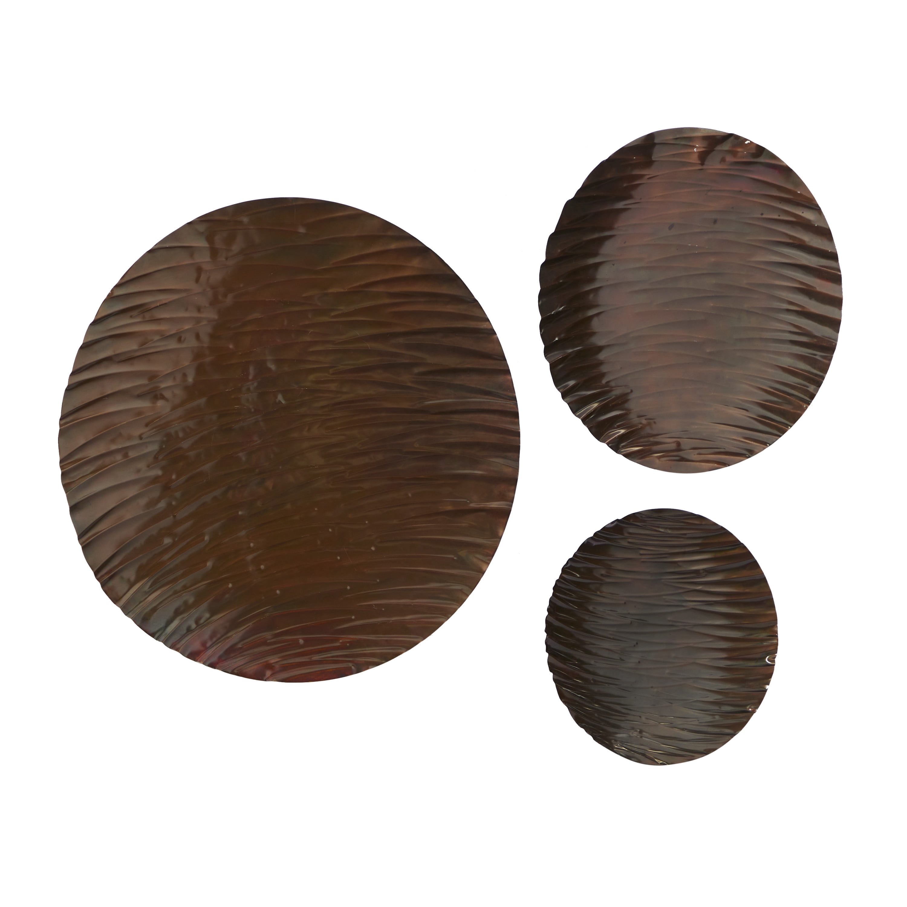 DecMode Bronze Metal Large Metallic Disk Plate Wall Decor (3 Count)
