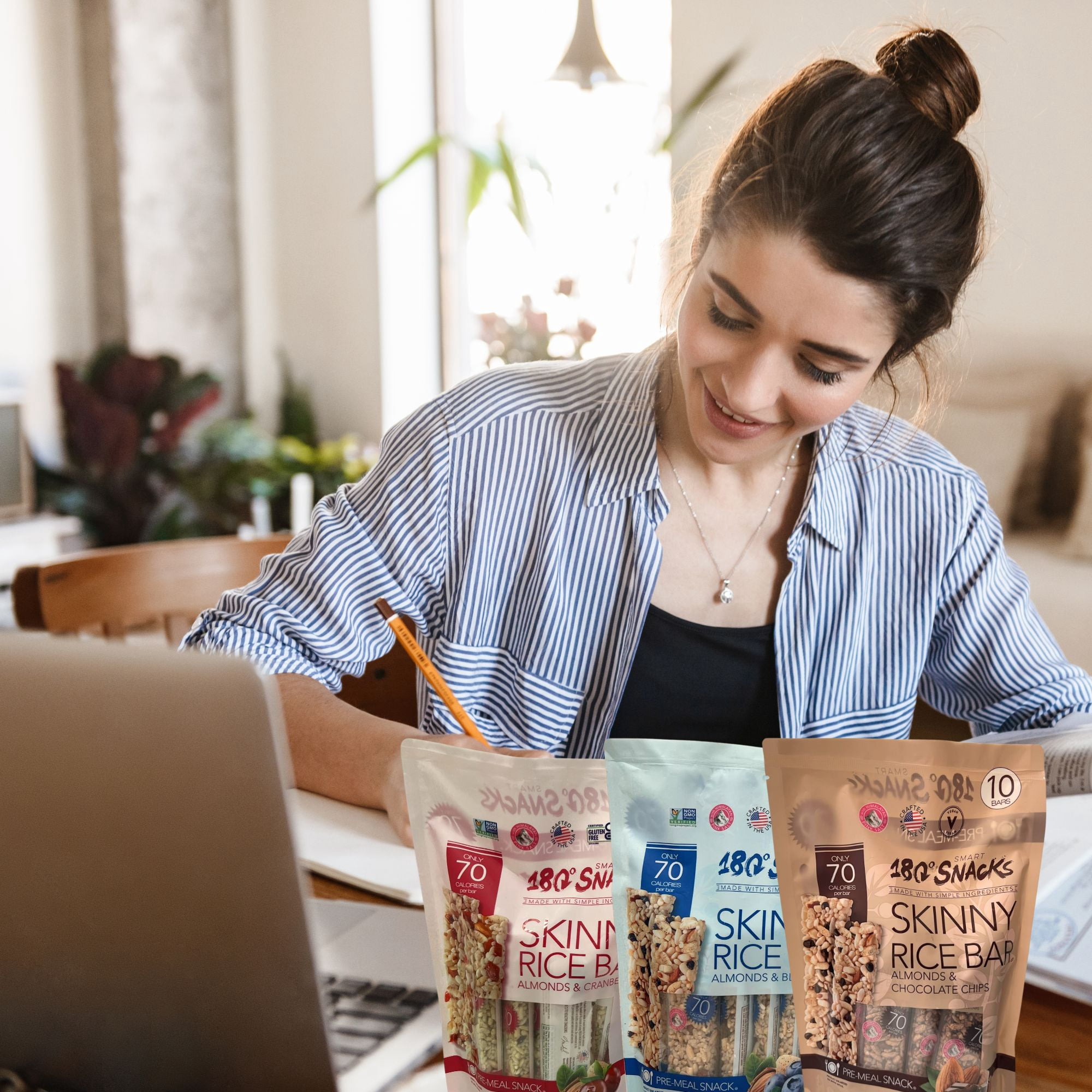 180 Snacks Skinny Rice Bar Variety Pack of 3, 30 Total Low Calorie Gluten Free Snack Bars, Almond and Cranberries Chocolate Chips Blueberries