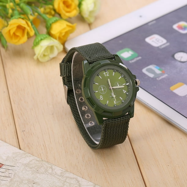 Wrist watch round watch analog watch military watch electronic analog wrist watch round nylon strap military wristwatch army green anggrek otros
