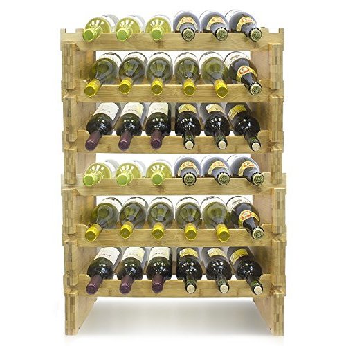 Sorbus Stackable Bamboo Wine Rack, Classic Style Wine Racks, Holds 24