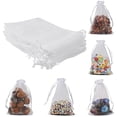 thumbnail image 5 of 50 Pack Organza Bags 4 x 6 inch Small Bags, Favor Bag, Sheer Mesh Bag, White Gift Pouches with Drawstring, Organza Favor Pouches, Packaging Pouch for Christmas Wedding Party Easter Candy, 5 of 7