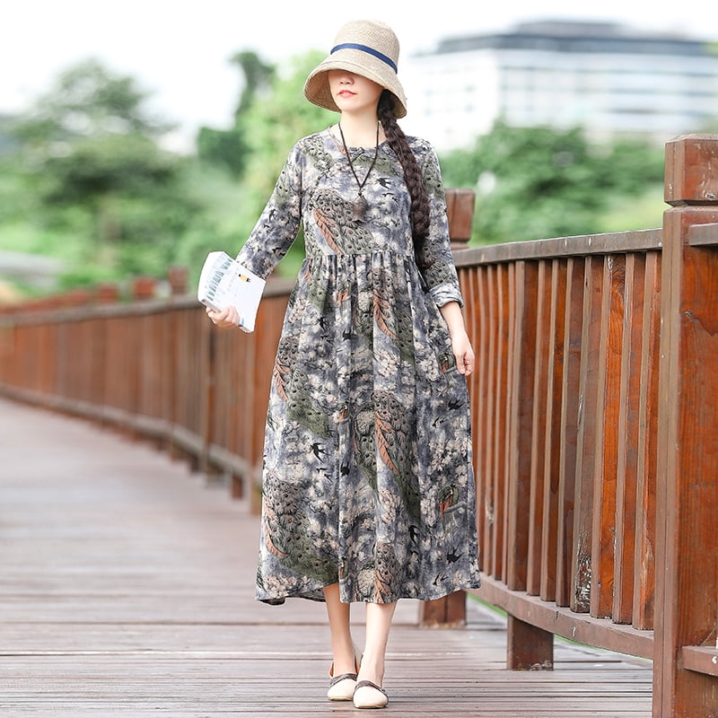 peacocks animal print dress