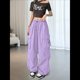 thumbnail image 4 of Pantalones Cargo para Mujer, Pantalones Casuales de Senderismo, Pantalones Holgados Y2K de Cintura Alta con Múltiples Bolsillos Púrpura M, 4 of 8