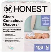 The Honest Company Clean Conscious Baby Diapers Size Newborn (<10 lbs) Plant Based Hypoallergenic 108 Count