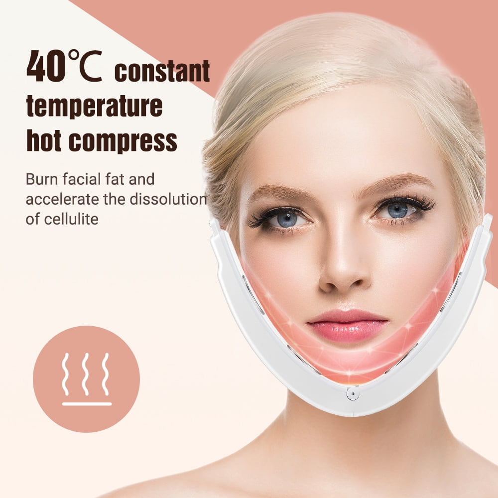 Flaremore Electric V Face Shaping Machine, Micro-Current Face Massager V-Line Up Lift Belt Machine, Red Blue Light Facial Lifting Device Double Chin Shaping Massager for Face Skin Care,White