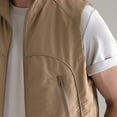 thumbnail image 6 of YFNNUP Big and Tall Men's Golf Vest Lightweight Casual Sleeveless Jacket Outerwear Windproof Water Resistant Grid Lining Vests with Zipper Pockets Khaki,L, 6 of 7