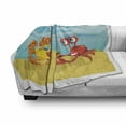 thumbnail image 3 of Engagement Party Soft Flannel Fleece Throw Blanket, Under the Sea Cartoon Fish and Crab with Sand Pearl Proposing, Cozy Plush for Indoor and Outdoor Use, 70" x 90", Yellow Red and Blue, by Ambesonne, 3 of 6