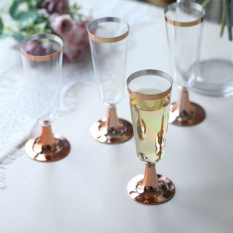 Efavormart 6 Pack - 5oz Premium Metallic Disposable Champagne Flutes - Gold  Elegant Stylish Fancy Flutes for Party Toasting 