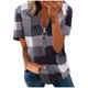 thumbnail image 1 of Blusa de camiseta informal con cremallera y estampado de manga corta con cuello en V de verano para mujer con estilo OAVQHLG3B Store lin121212, 1 of 5