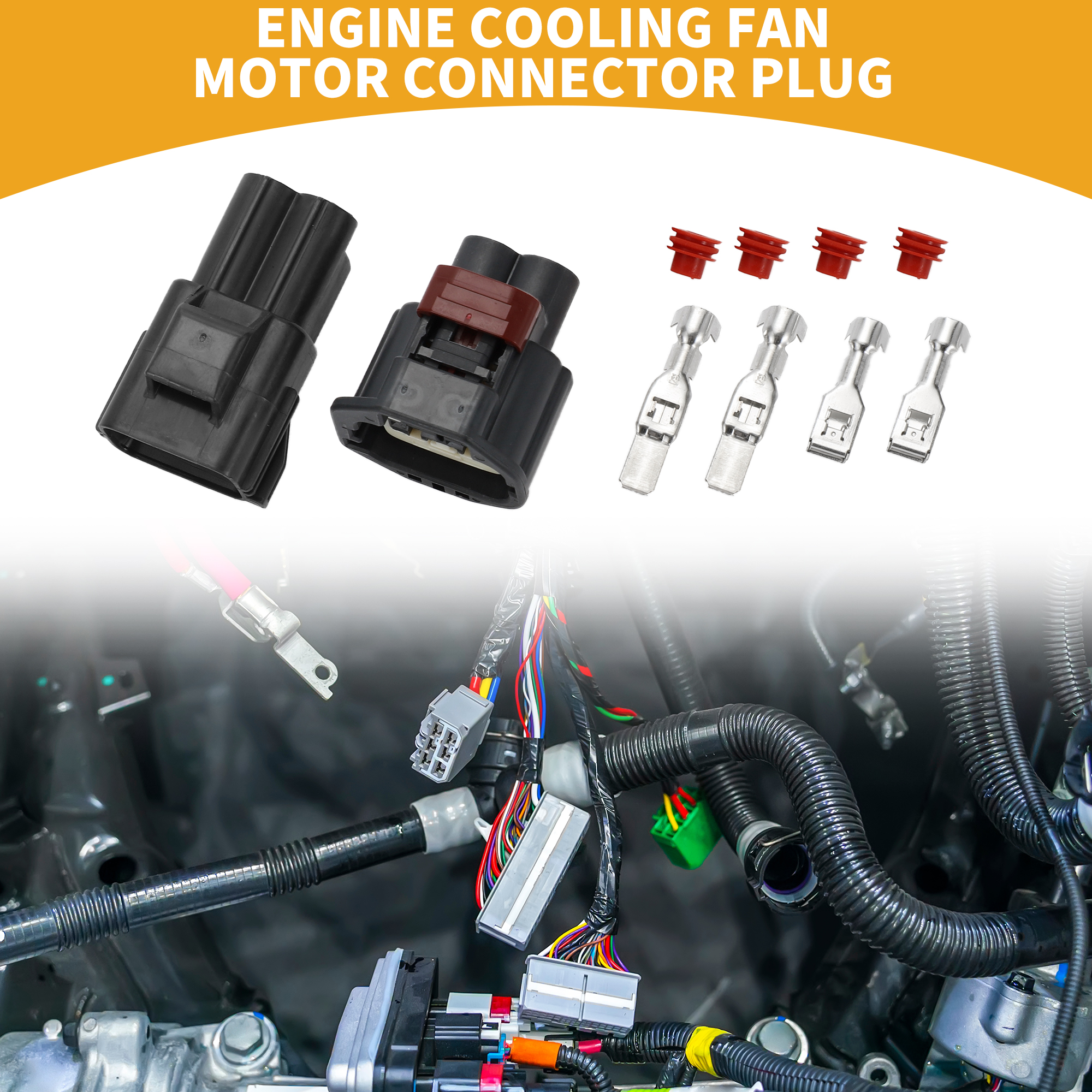 Unique Bargains Engine Cooling Fan Connector for Ford Plastic Black Waterproof