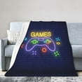 thumbnail image 1 of DouZhe Ultra-Soft Micro Fleece Lightweight Flannel Bed Blanket, Neon Game Controller Games Zone Print Cozy Warm Throw Blankets, 50"x40", 1 of 7