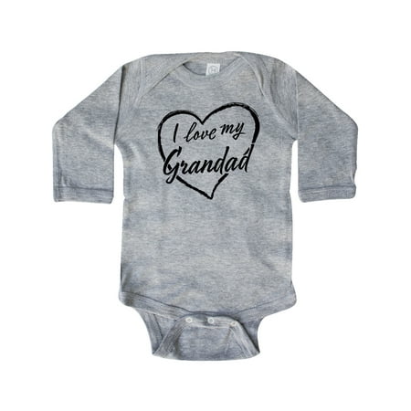 

Inktastic I Love My Grandad in Black Chalk Heart Gift Baby Boy or Baby Girl Long Sleeve Bodysuit