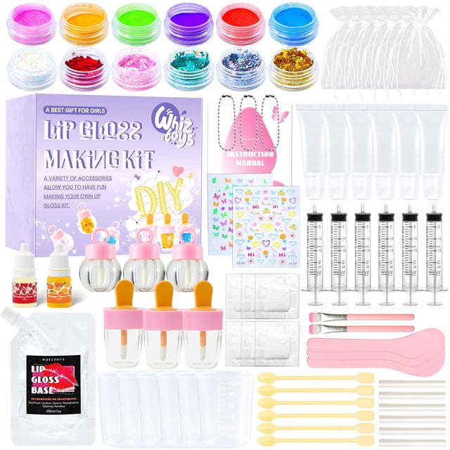 Kit para hacer brillos de labios WhizToys DIY, 74 unidades, morado, para niños