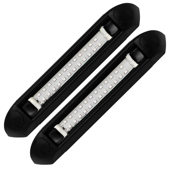 Command Electronics 12V LED Exterior Extruded Porch Light – Surface Mount Utility – IP67 Rating OEM RV, Camper, Bus, Truck, & Trailer – 8"x1.4"x1.4" – Black Case/White Light 2-Pack