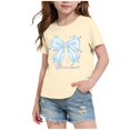 thumbnail image 3 of akafmk Girls Short Sleeve T-Shirts Cotton Graphic Tees Crewneck Soft Fashion Versatile Cute Summer Tops, 3-14Y, 3 of 7