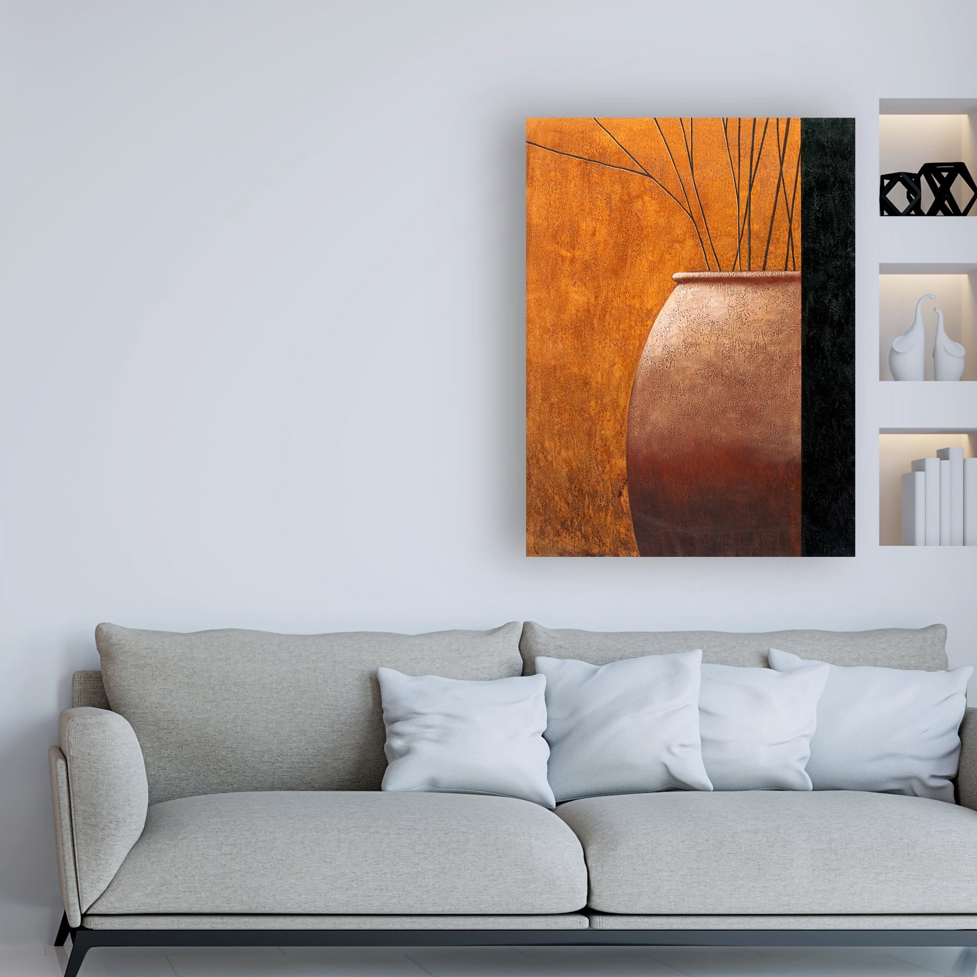 Trademark Fine Art 'Large Vase Against Yellow' Canvas Art by Pablo Esteban