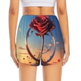 thumbnail image 2 of Lsque Sunset Rose Elegance Printed Women's Running Shorts with Liner Pockets,Elastic Quick Dry Workout Athletic Gym Yoga Shorts,Womens High Waist Shorts-XX-Large, 2 of 9