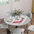 thumbnail image 5 of Vintage Flag Round Fitted Tablecloth with Elastic Edge Red Hockey White Striped Gray Background Table Cover Fit for 36"-44" Tables Waterproof Tablecloths for Dinner Camping Picnic, 5 of 9