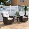 thumbnail image 6 of INTER HUT Stone Creek Patio 3 Piece Wicker Swivel Chair Set, Beige Cushions, 6 of 8