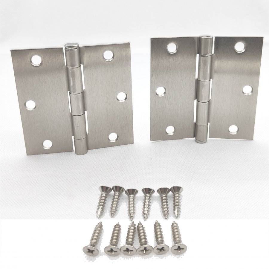 4pair(8pcs)Steel door hinge 3-1/2"Square corner,satin nickel,removable pin, door hinge,mobile home door hinge  and cabinet hinge,with screws - image 1 of 4