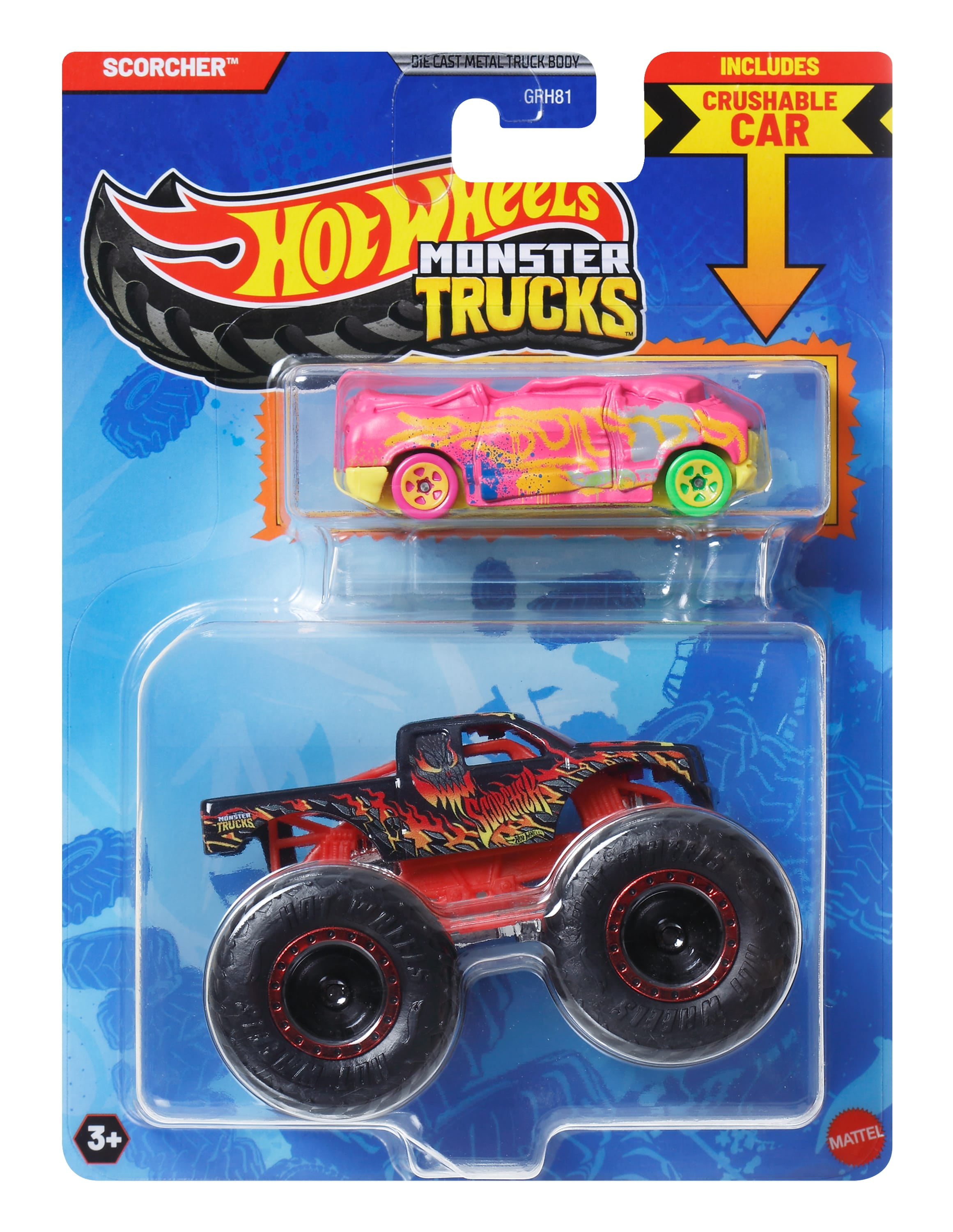 Hot Wheels Monster Trucks 1:64 Scale Demo Derby, Includes