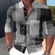 thumbnail image 1 of Camisa de hombre de moda con solapa empalmada y cuello alto, informal, para exteriores, fiesta callejera, suave, cómoda, ligera, transpirable, nueva, de talla grande, 1 of 6