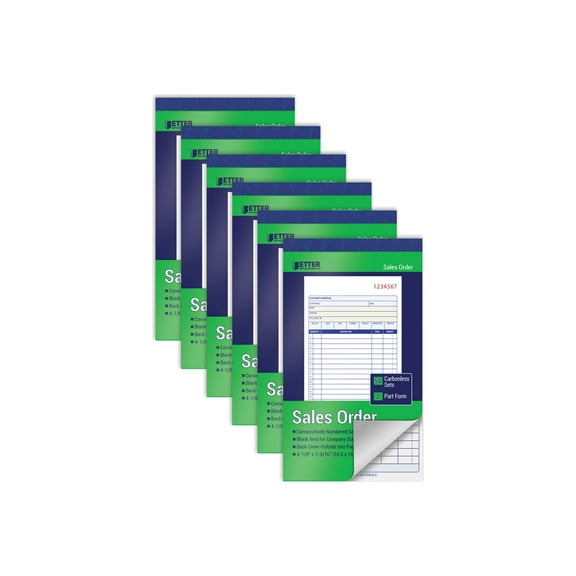 Better Office Products - Sales order book - 50 sheets - 105 x 183 mm - 2-part - carbonless (pack of 6)