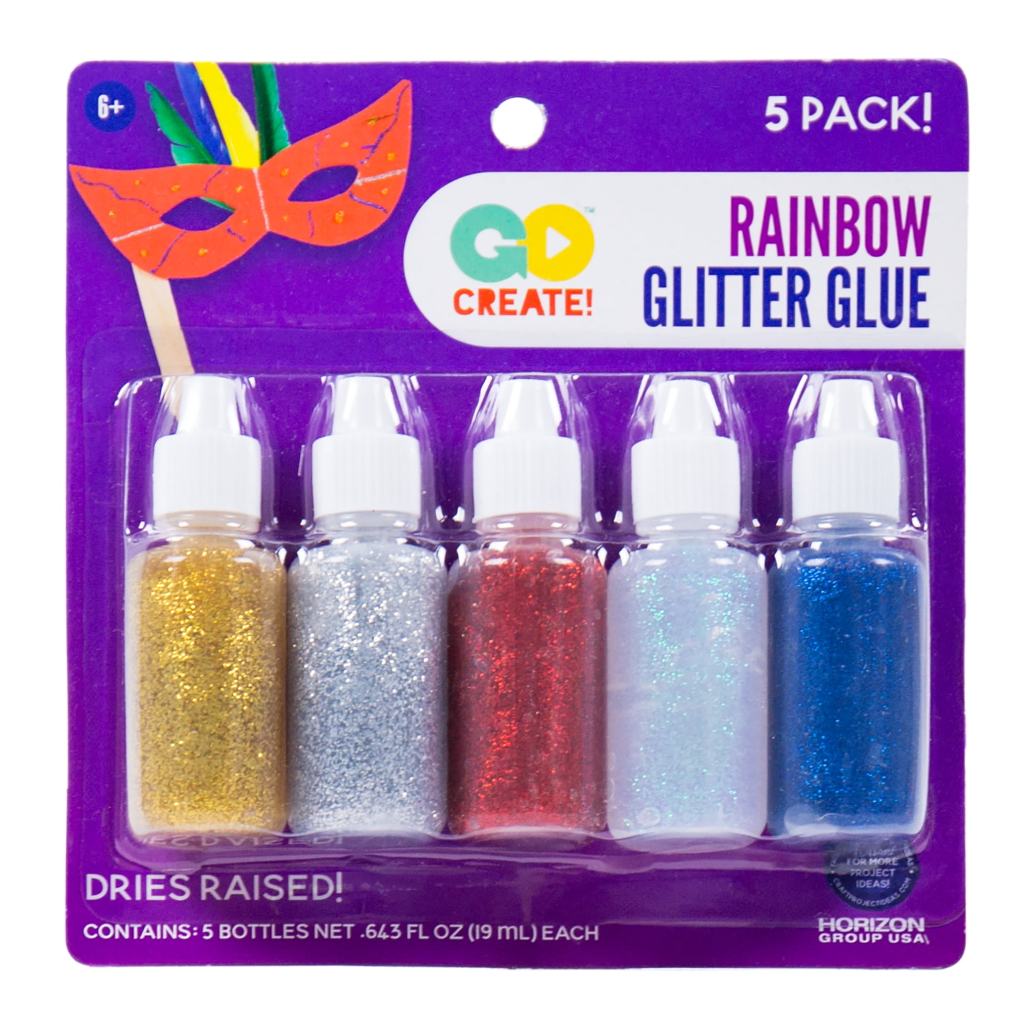 Go Create Rainbow Glitter Glue, 5 Pack