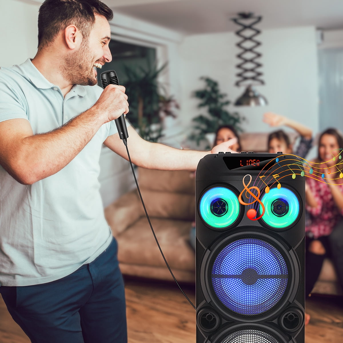 RIDWIND 8000W Peak Power Bluetooth Speakers Portable Wireless Speaker with Triple 8 inch Subwoofer Heavy Bass,FM Radio, Microphone, Lights, Remote Control TWS Stereo Sound System Speaker