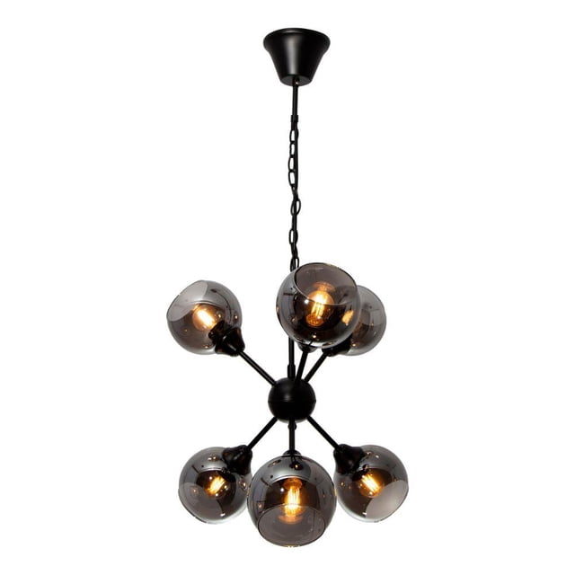 Lámpara colgante moderno, acabado negro, 6 luces E27 60W