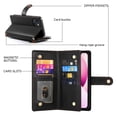 thumbnail image 3 of Allytechgroup Wallet Case for Apple iPhone 13, 9 Cards Holder + Zipper Pocket + Hand Wrist Shockproof Stand Flip Cover RFID Blocking Phone Case for Women Men, Black, 3 of 7