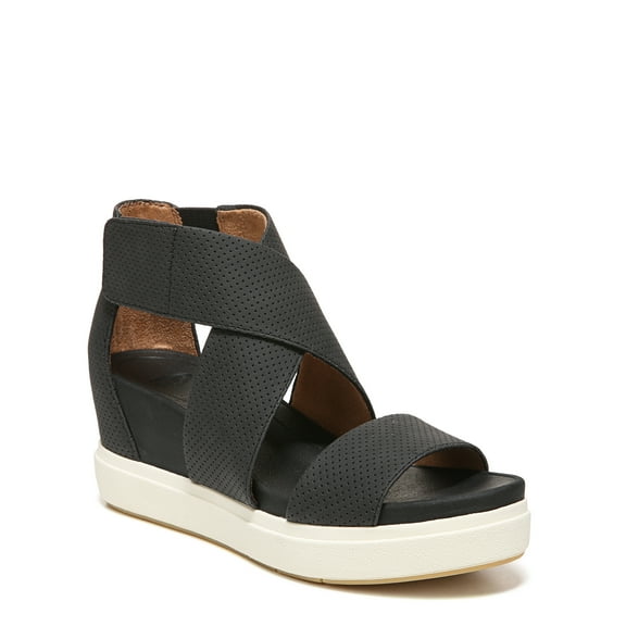 Dr. Scholl's Womens Sheena Faux Leather Ankle Strap Flatform Sandals