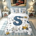 thumbnail image 3 of meiyoeat Construction Letter S Full Size Bedding Sets for Boys, Cute Cartoon Truck Full Size Bed in a Bag for Bedroom, Blue, Reversible, 7pcs, 3 of 6