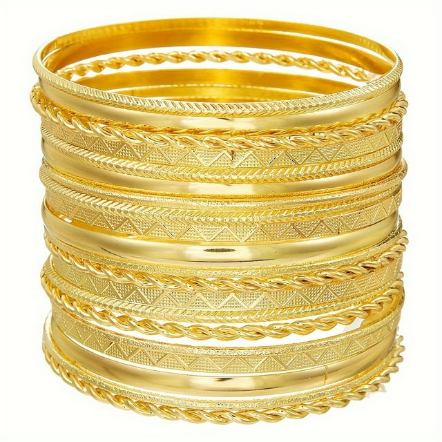 Nvzi Pulseras delicadas, pulseras modernas en capas, regalos apilables, 20 piezas, oro I
