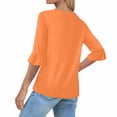 thumbnail image 5 of qolati Womens Blouses Dressy Casual 3/4 Length Sleeve Tunic Tops Loose Flared Sleeve V Neck Holiday Party T-Shirts Orange M, 5 of 8
