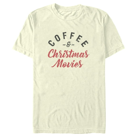 Men's Lost Gods Distressed Coffee and Christmas Movies Graphic Tee Beige X Large