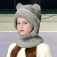 thumbnail image 4 of CPNG Girls 2 Pcs Winter Cute Bear Pom Plush Balaclava Hat Face Mask Fleece Lined Windproof Ski Mask Neck Warmer Scarf Helmet Hood Bear Ears Cap, 4 of 9