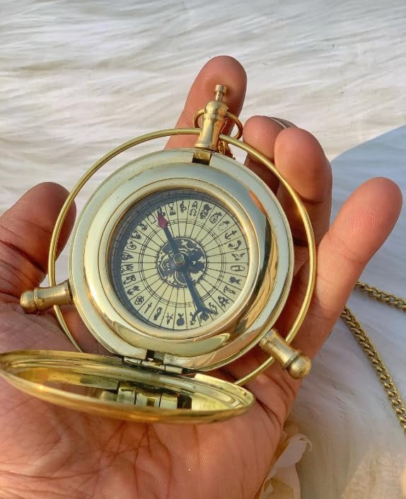Maritime treasures Antique Brass Astrolabe Compass with Calendar and Zodiac Symbols