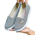 thumbnail image 5 of Willtoo Women Slip‑On Plaid Canvas Flats Cute Bee‑Embroidered Comfort Casual Walking Shoes Lightweight Non‑Slip Soft‑Sole Loafers, 5 of 5