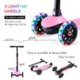 thumbnail image 6 of Kick Scooter for Kids, 3-wheel toddler scooter with 3 Light Up Wheels and Adjustable Height for 2-7 Years Old Ages Girls and Boys Toddlers & Children, Pink, 6 of 16